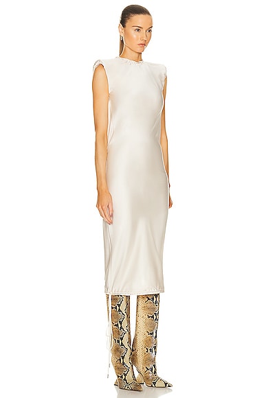 Attico Short Sleeve Midi Dress In Milk