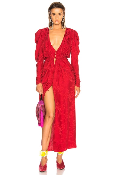 Jacquard Ruffle Maxi Dress