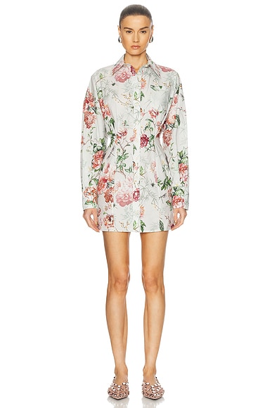 THE ATTICO Long Sleeve Mini Dress in Ivory