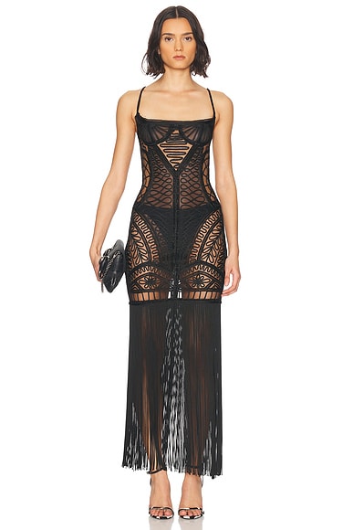 THE ATTICO Sleeveless Midi Dress in Black