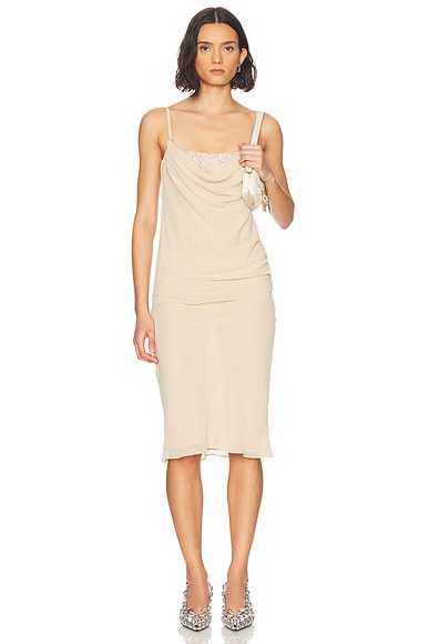 THE ATTICO Sleeveless Midi Dress in Pale Pink