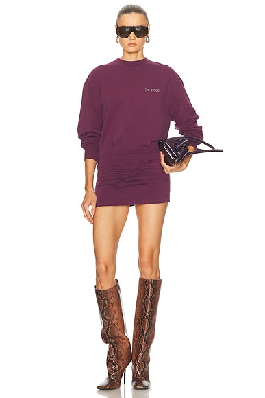 THE ATTICO Fleece Mini Dress in Burgundy