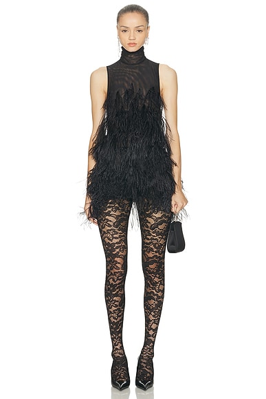 Feathers Embroidered Dress