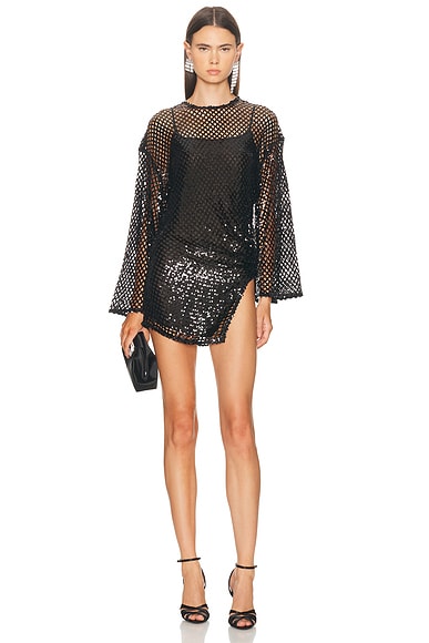 ワンピース THE ATTICO FW25 Sequin mesh dress (251WCA00453 100) The attico Sequin mesh dress available on julian-fashion.com