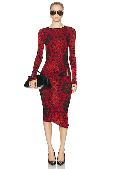 THE ATTICO Python Midi Dress in Red