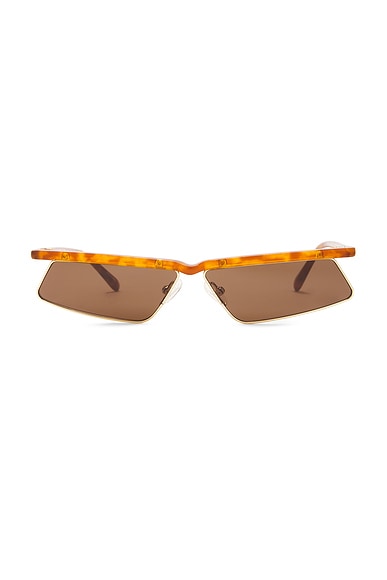 THE ATTICO Aria Sunglasses in Yellow Gold, Blonde T-shell, & Brown