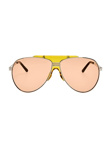 THE ATTICO Aviator Sunglasses in Silver, Mustard, & Camel