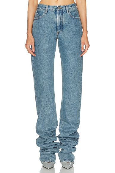 THE ATTICO Long Straight Leg Jeans in Sky Blue