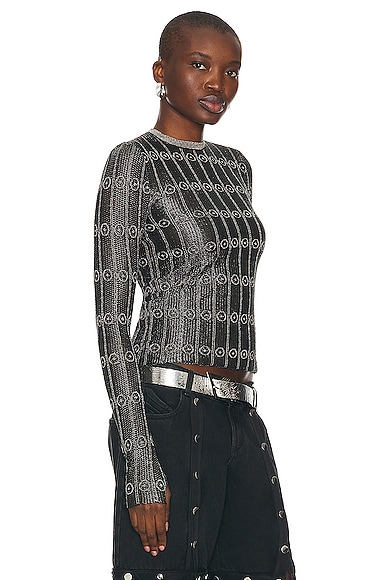 Shop Attico Light Sweater In Black & Silver