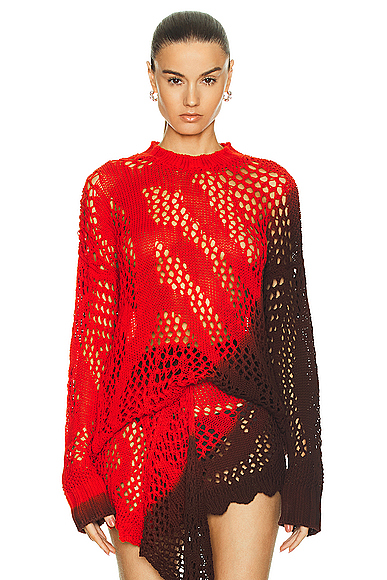 THE ATTICO Mis Dyed Yarn Sweater in Red, Fuchsia, & Wine