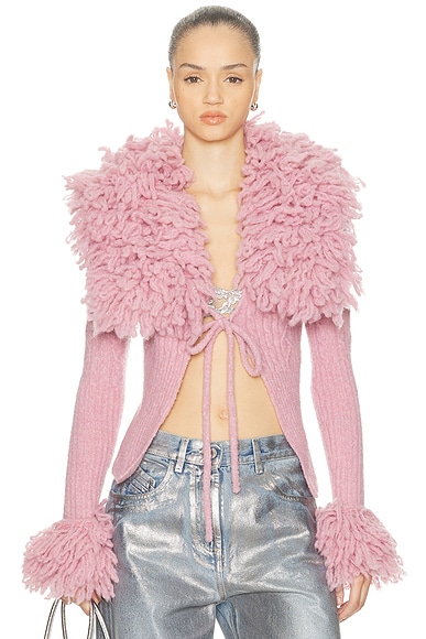 THE ATTICO Front Tie Cardigan in Pink
