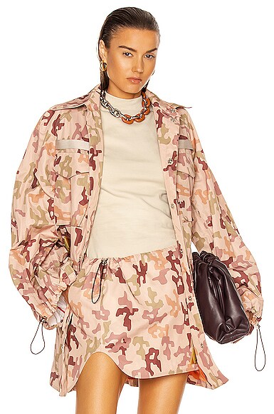 Attico Dexter Appliquéd Camouflage-print Twill Jacket In Pink  Green & Brown Camouflage