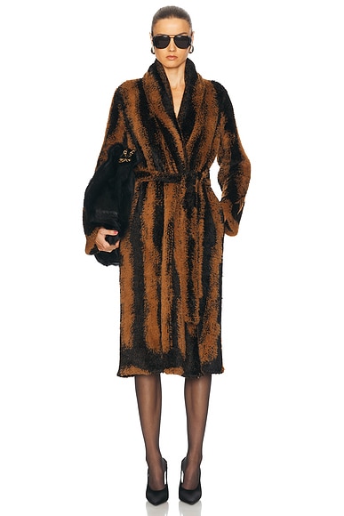 THE ATTICO Long Coat in Brown Shades