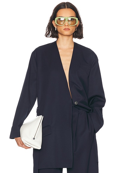 THE ATTICO Long Coat in Navy Blue