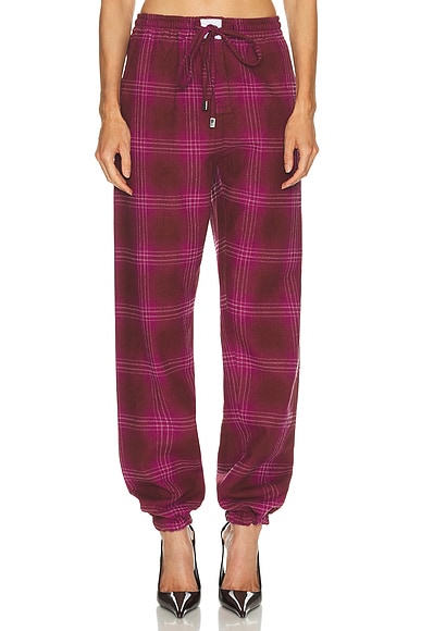 THE ATTICO Check Long Pant in Burgundy