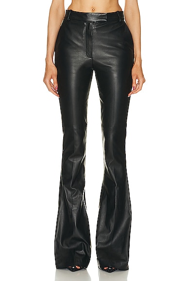 High-rise slim leather pants in brown - Alexandre Vauthier