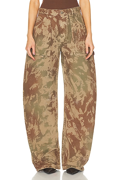 THE ATTICO Effie Long Pant in Chocolate, Eden Green, & Sand