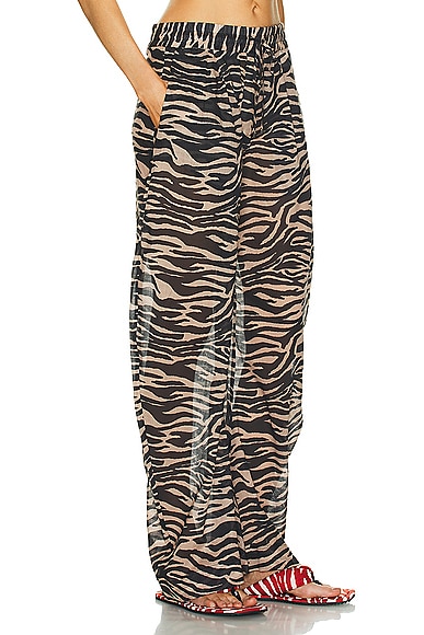 Shop Attico Zebra Printed Long Pant In Cappuccino & Black