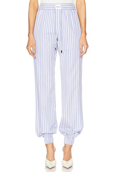 THE ATTICO Slouch Pant in White & Navy Blue | FWRD