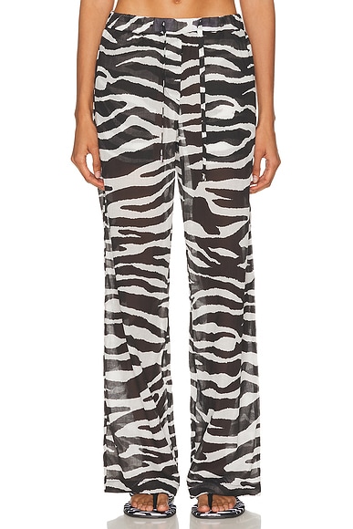 Zebra Printed Long Pant in White & Black