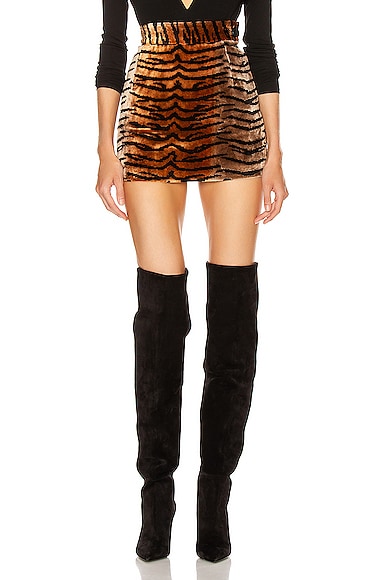 Tiger Velvet Mini Skirt