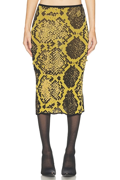 Python Midi Skirt in Yellow & Black