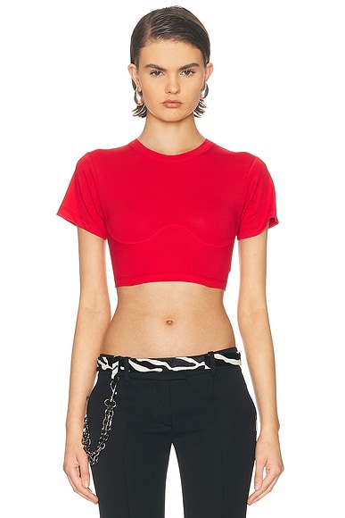 THE ATTICO Cropped T-Shirt in Red