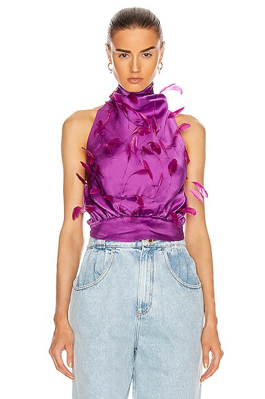 ATTICO ALL OVER FEATHER TOP