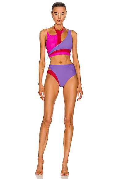 Color Block Cutout Bikini Set