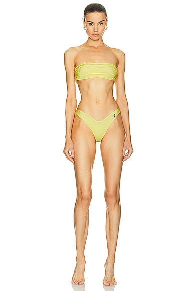 Shop Attico Strapless Bikini Set In Light Yellow