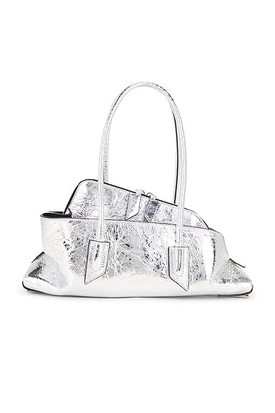 THE ATTICO La Passeggiata Small Top Handle Bag in Silver