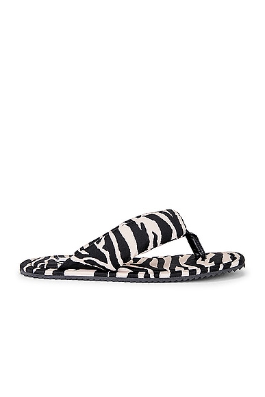 THE ATTICO Zebra Printed Indie Flat Thong Sandal in Cappuccino & Black