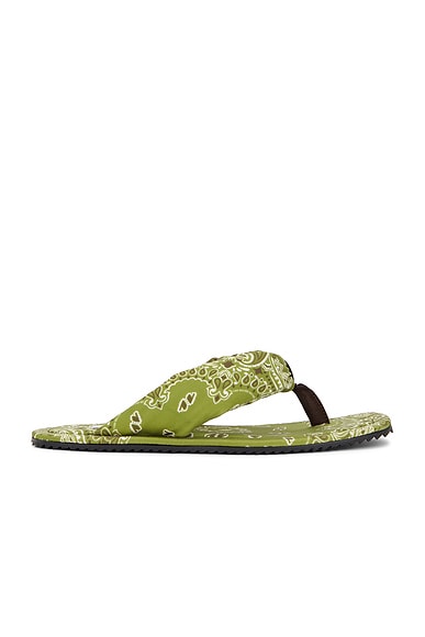 THE ATTICO Flip Flop Sandal in Green, Military Green, & White