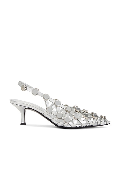 THE ATTICO Grid 50mm Slingback in Silver