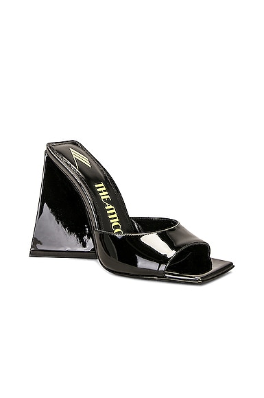 Attico Devon 85mm Patent-leather Mules In Black