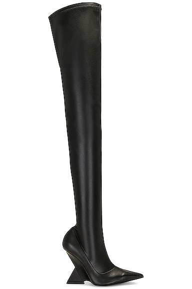 Cheope Stretch Thigh High Boot In Black