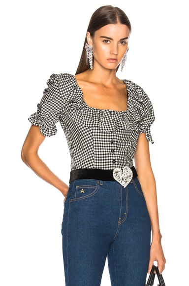 Cropped Frill Button Front Blouse