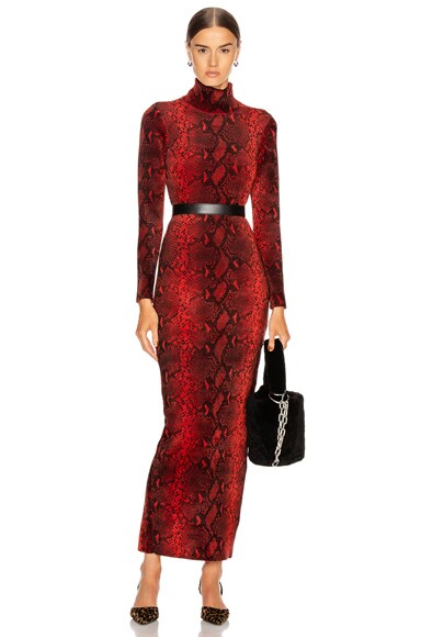【送料&関税込】Alexander Wang Long Sleeves Dress Alexander Wang Turtleneck Dress in Black & Red | FWRD