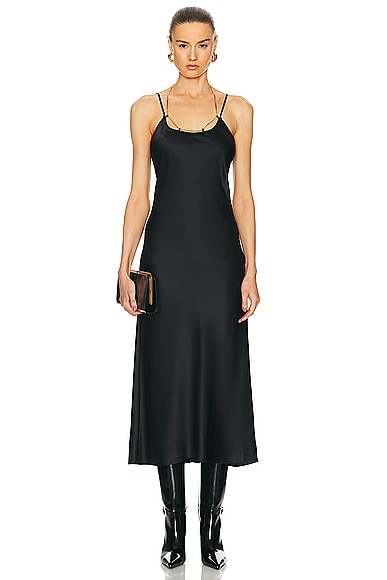 Alexander Wang Chain-embellished Silk-satin Slip Dress In Black
