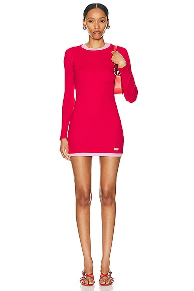 Long Sleeve Crewneck Dress in Red