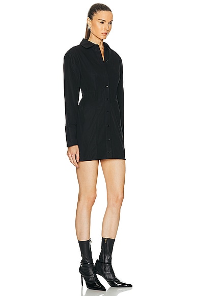 Shop Alexander Wang Long Sleeve Button Up Mini Dress In Black