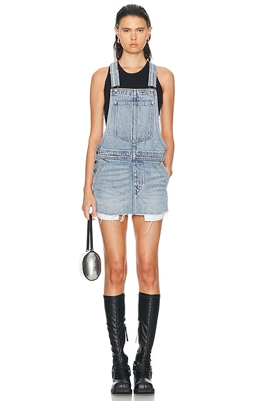Alexander Wang Overall Mini Dress in Vintage Faded Indigo