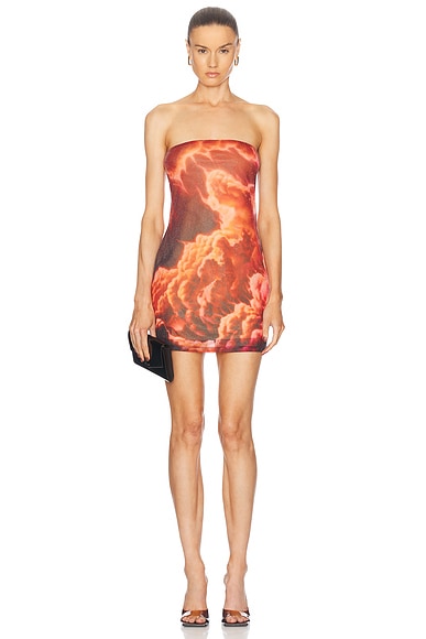 Alexander Wang Hotfix Crystal Strapless Mini Dress in Red & Clear