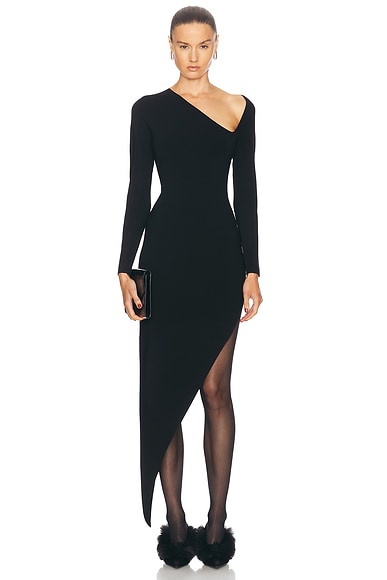 Alexander Wang Long Sleeve Asymmetric Dress in Black | FWRD