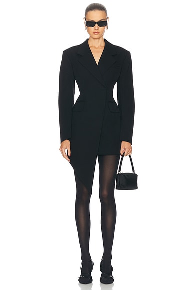 Alessandra Rich Contrast Lapel Blazer in Black FWRD