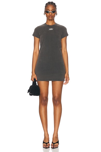 Pam Gela Crochet Shoulder Sweatshirt Dress in Heather Grey FWRD