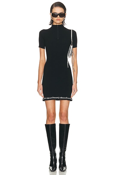 Ribbed Short Sleeve Logo Dress