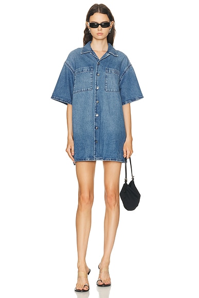 Short Sleeve Boxy Shirt Dress