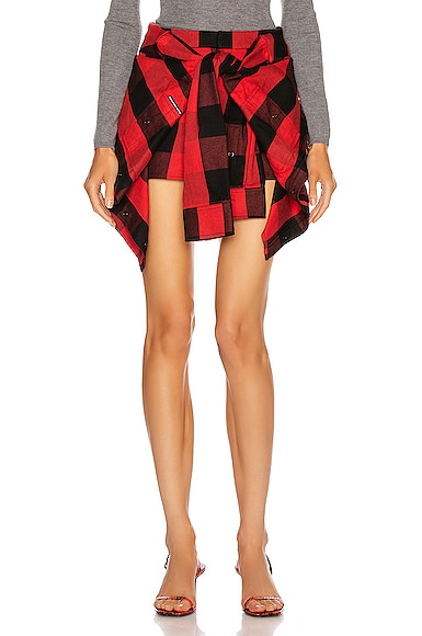 Plaid Tie Front Skort