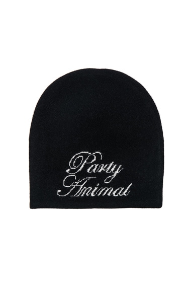logo earmuff beanie in ribbed wool stretch in BLACK